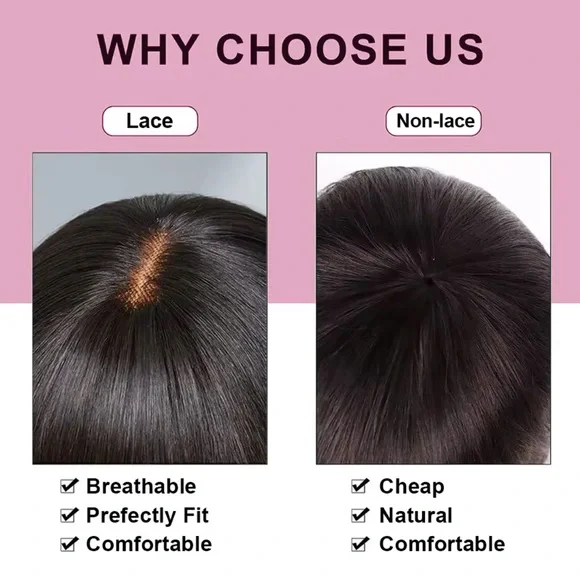 Highlight Blonde Short bob Lace Human Hair Wig Brazilian Straight With Bangs - Picture 4 of 5